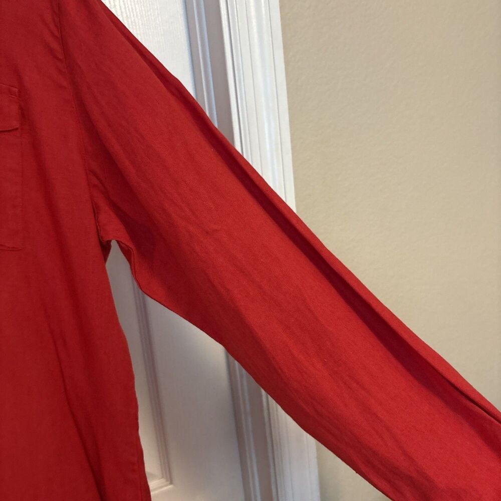 Red Linen Red Lino By Chico’s long sleeve Button Up Top Women’s, XL XXL/ Size 3 - Picture 6 of 10